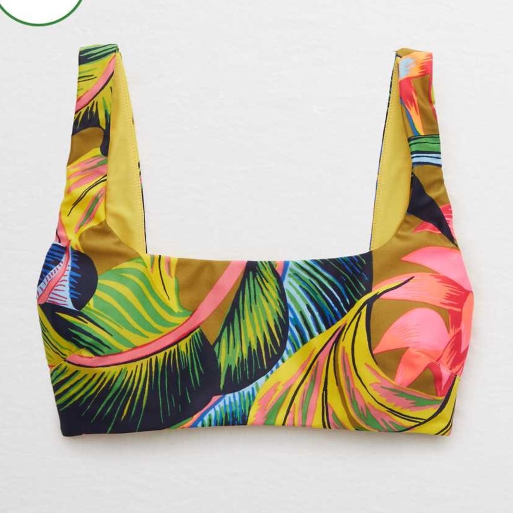 Aerie Tropical Wide Strap Scoop Bikini Top